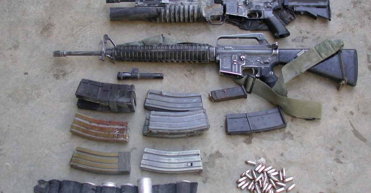 23 2006 During an IDF operation in Nablus an exchange of fire between wanted militants and IDF forces took place in which 2 soldiers were injured-1 moderately and the other lightly- and 3 wanted Tanzim operatives were neutralized Among those was Muhammed Shitvay commander of the Tanzim branch in the Nablus region A hidden weapons cache was discovered which included 5 gas balloons an M16 an M4 Carbine with a grenade launcher 9 M16 M4 magazines a gun with ammunition and other militant equipment Pictured The M4 M16 magazines and 9 mm ammunition found at the scene