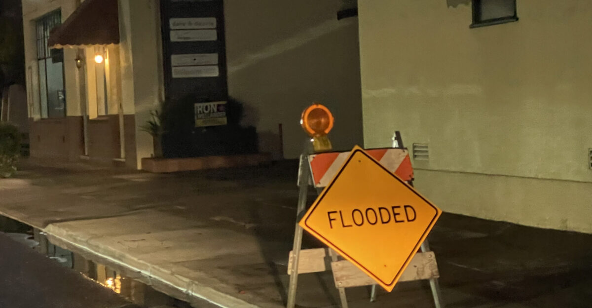 Flooded sign in Sonoma California