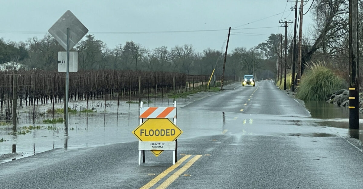 Flooded Slusser Road in Windsor California