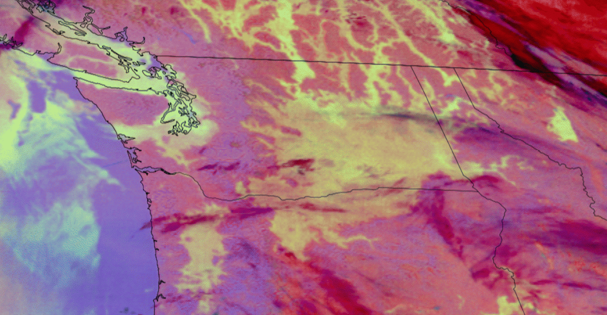 A stable atmosphere over the Pacific Northwest and British Columbia allows for air stagnation and fog to blanket the region