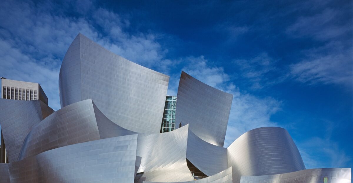 walt disney center concert hall architecture nature hall buildings modern modern building modern architecture facade edifice landmark design california los angeles usa america united states frank gehry sky modern roof