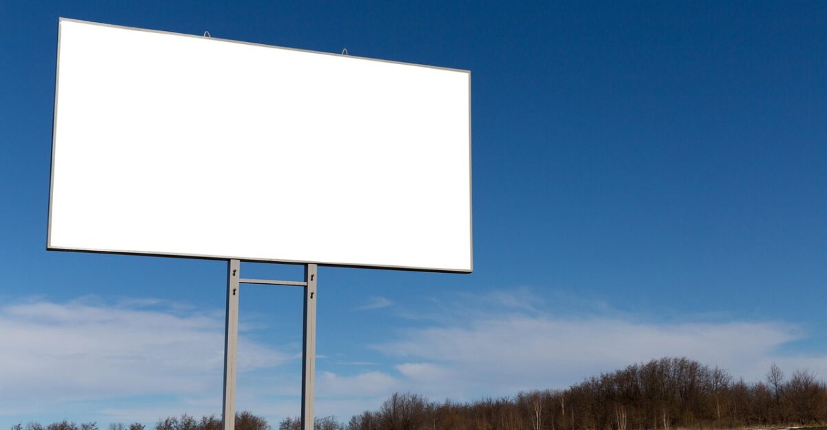 billboard advertising advert business frame communication nature grass sky advertise advertisement announcement banner bill blank board canvas commercial