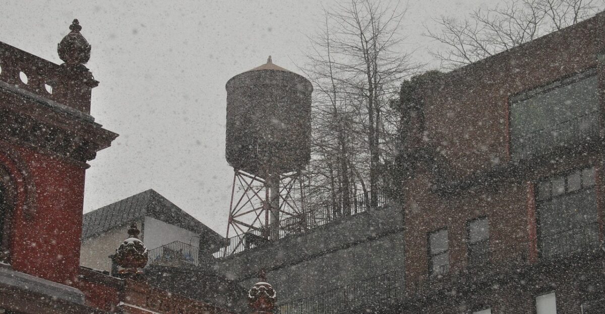 water tower snow snowy nature cold weather winter frost nyc new york