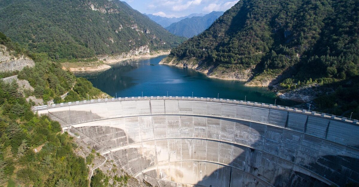 dam nature reservoir dam wall building lake mountains outlook