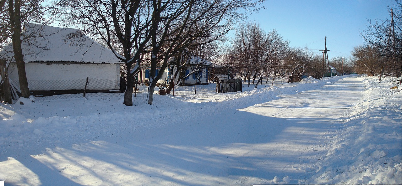 snow village nature winter house landscape in winter christmas cold snowy road ukraine free photo morning