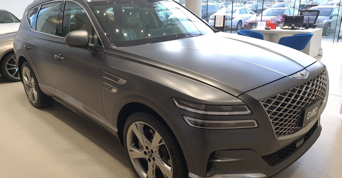 Genesis GV80 in Matte Grey Melbourne Gray color in First Motors Bahrain