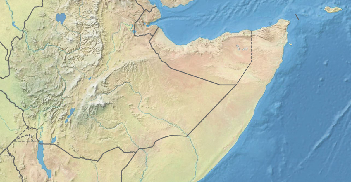 Physical map of the Horn of Africa for geolocation purposes