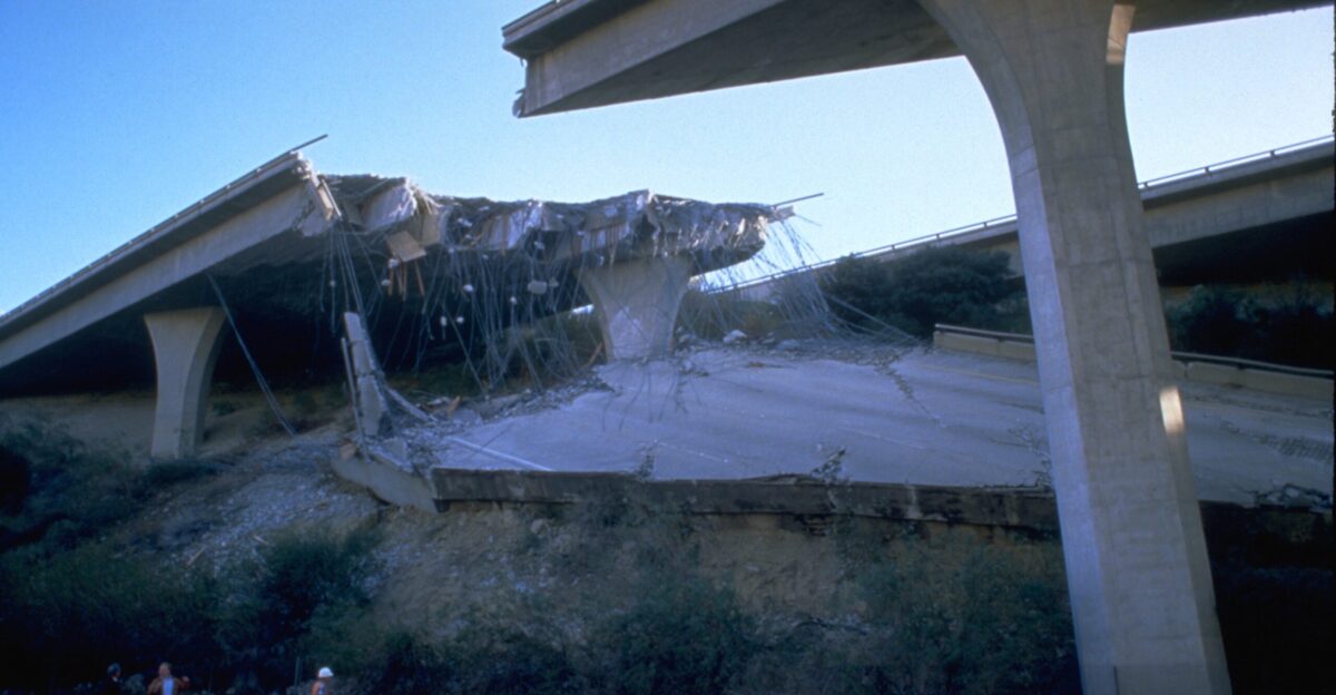 Northridge Earthquake CA January 17 1994 - 65533 Many roads including bridges and elevated highways were damaged by the 6 7 magnitude earthquake Approximately 114 000 residential and commercial structures were damaged and 72 deaths were attributed to the earthquake Damage costs were estimated at 25 billion FEMA News Photo