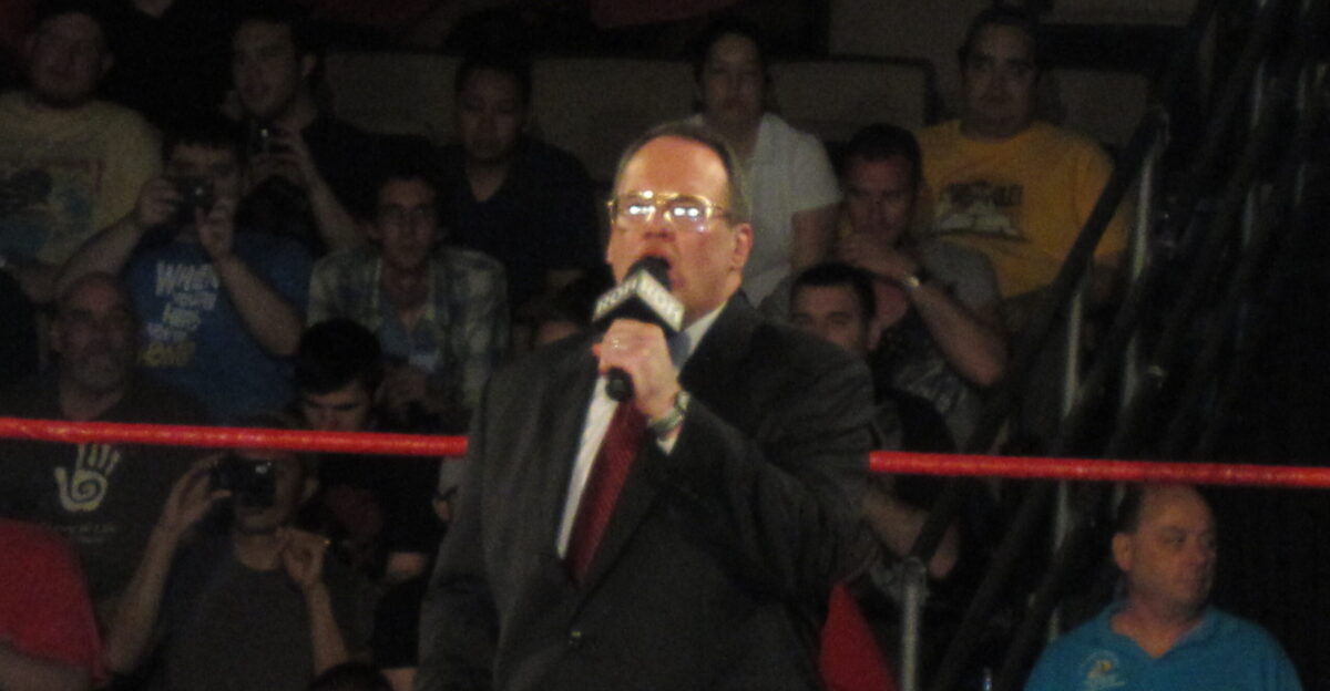 Jim Cornette in the ring speaking