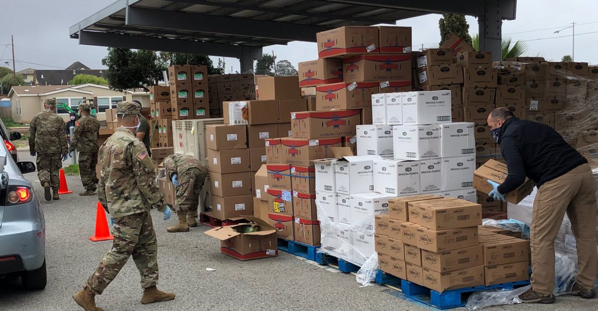 Helped members of our community and the National Guard in distributing food with the Monterey County Food Bank in Castroville this morning.