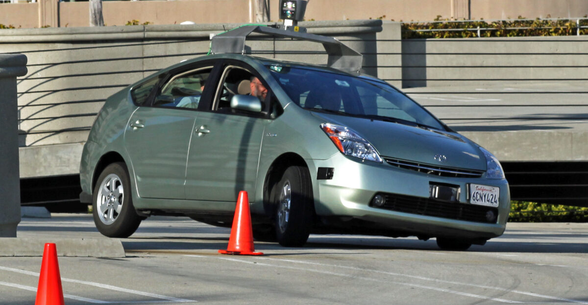 Google driverless car operating on a testing path
