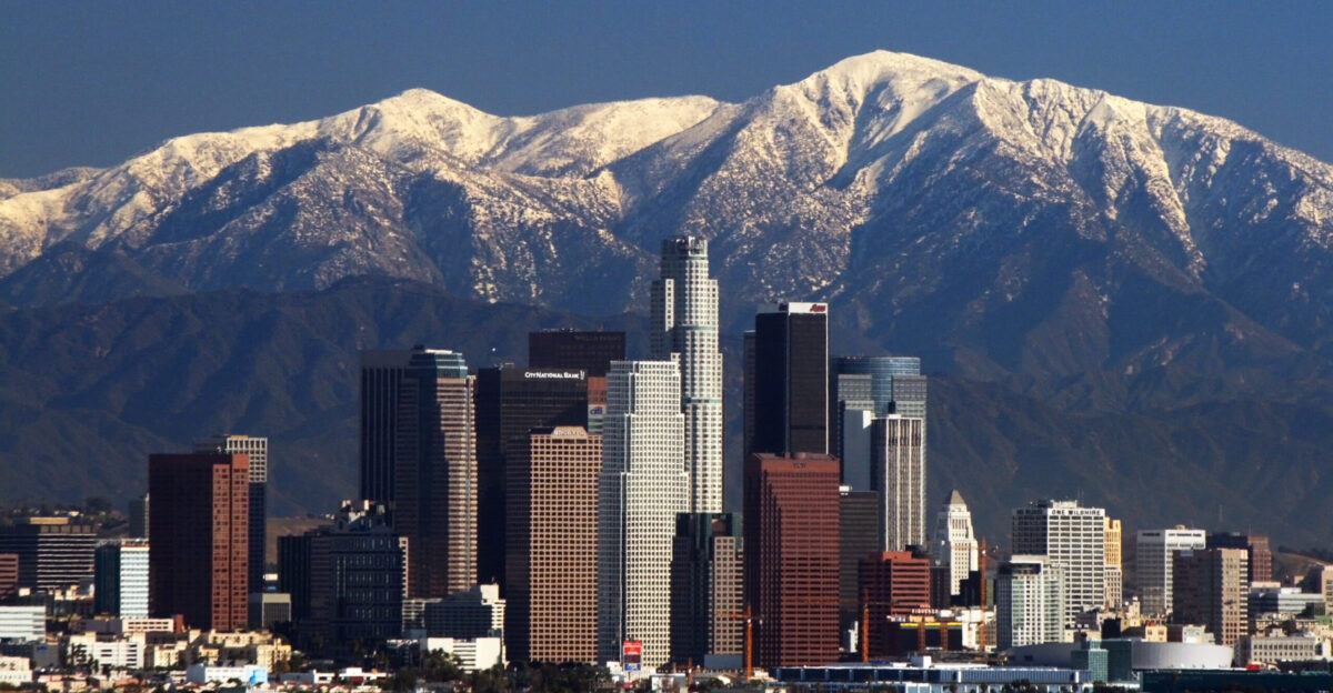 Los Angeles skyline and San Gabriel mountains