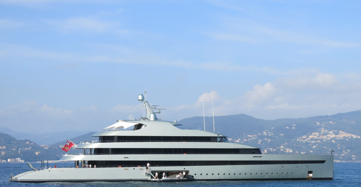 Large yacht Savannah in the gulf of la Spezia Liguria Italy