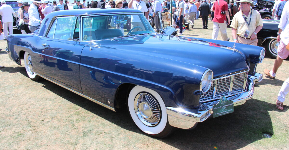While technically never a Lincoln and manufactured by a separate new division Continental the Mark II was sold and maintained through Lincoln dealerships Only available for 2 years these Continentals were among the most expensive cars in the world Famous owners included Elvis Presley Frank Sinatra Elizabeth Taylor the Shah of Iran About 3000 were built and only as a 2 door Hardtop Engine 385hp 368 cu in Lincoln V8 Photographed at the 2015 Pebble Beach Concours d Elegance