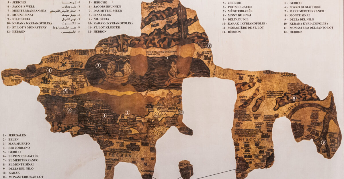 Reproduction of the Madaba Map discovered in Saint George Church in Madaba Jordan