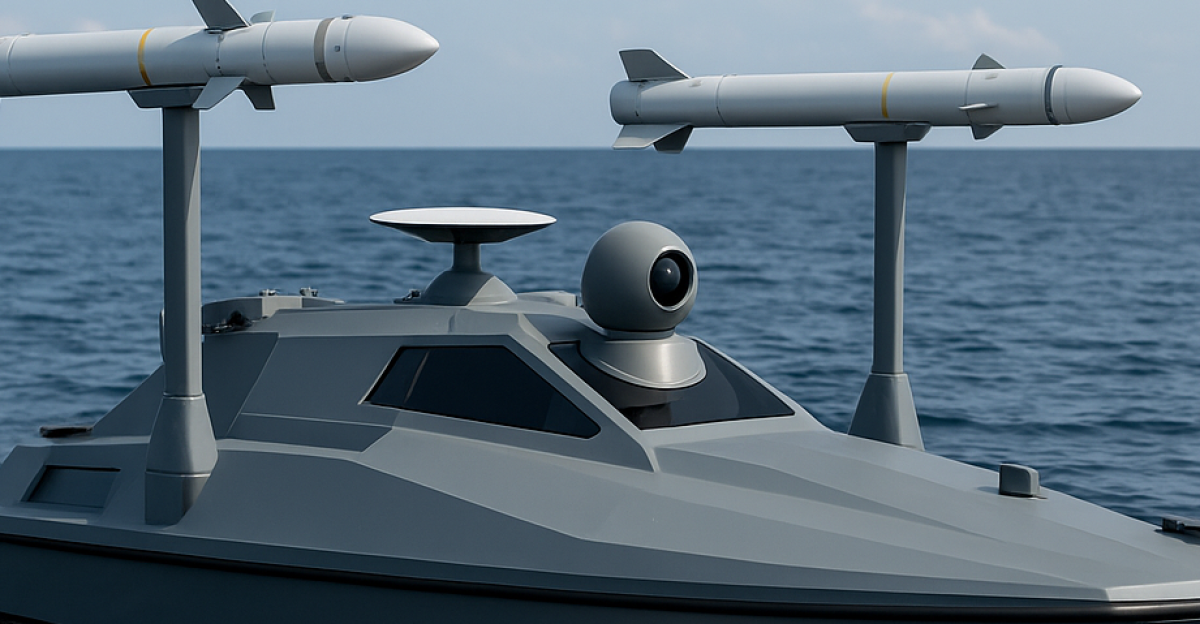 אילוסטרציה של MAGURA V5, כשב"ם אוקראיני הנושא שני טילי חום (ציור של בינה מלאכותית יוצרת)