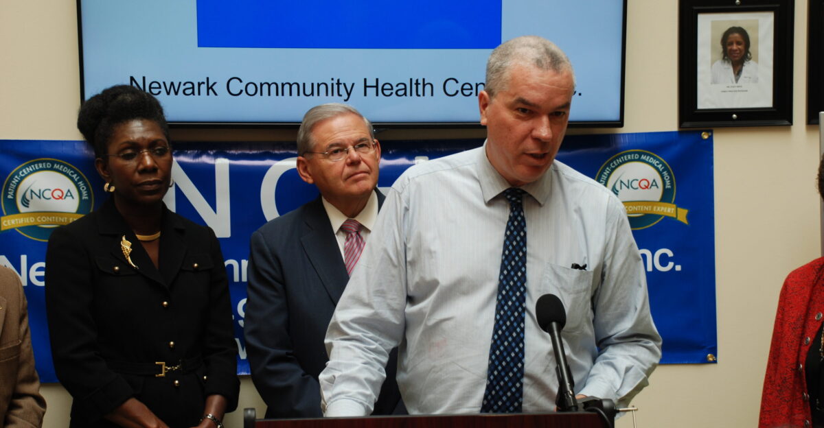 Senator Bob Menendez was joined by New Jerseyans who will lose coverage under Senate Republicans newly-unveiled plan to repeal the Affordable Care Act June 23 2017 in Newark NJ