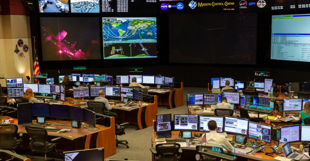 The Mission Control Center at the Johnson Space Center.