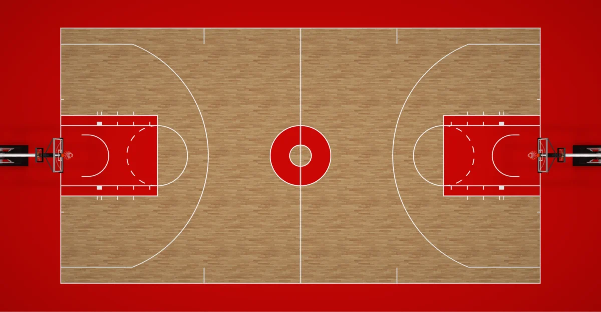NBA basketball court perspective top view