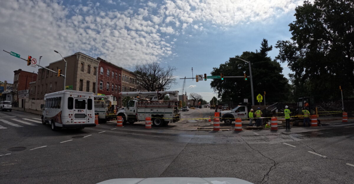 The western side of the North Avenue street closure closed due to a large sinkhole