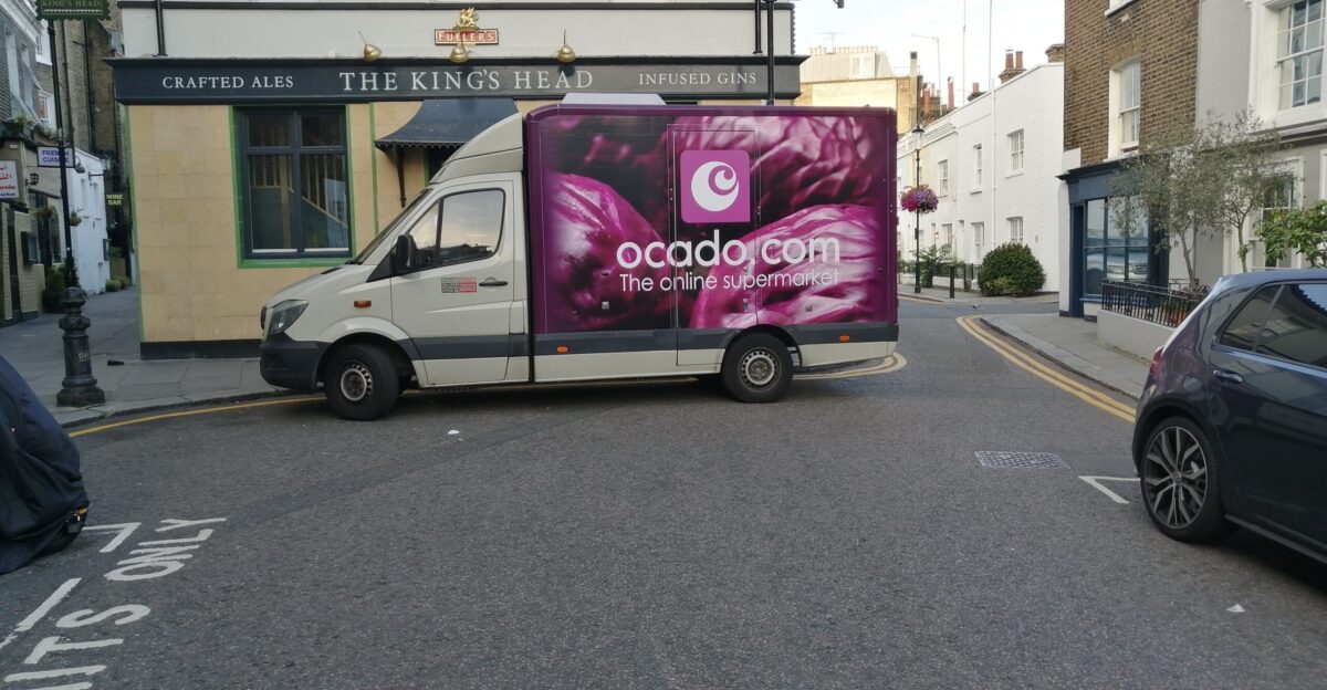 Ocado van parked in Kensignton London