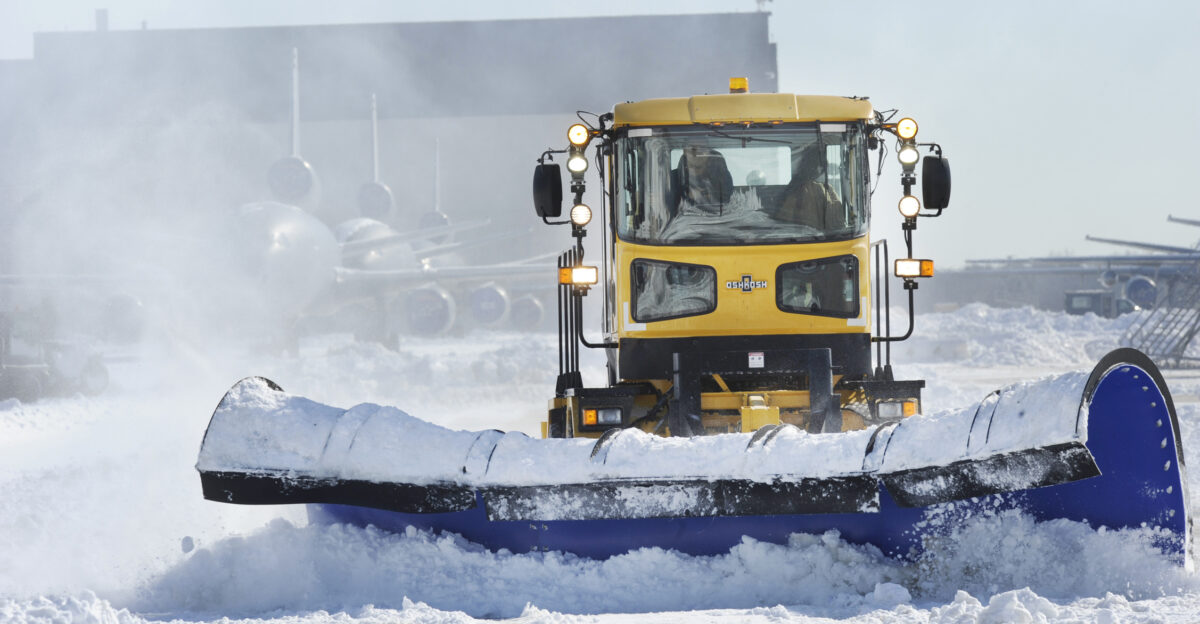 Heavy Oshkosh trucks are removing tons of snow from the airfield runways taxiways and parking ramps after a snow storm dumped 12-18 inches of snow in the area The snowplows were running around the clock to remove snow from streets and parking lots at Joint Base McGuire-Dix-Lakehurst N J