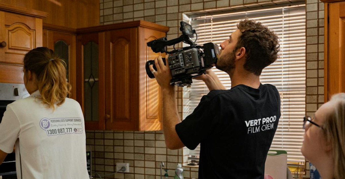 Film crew captures cinematic moments in a Sydney kitchen setting Discover the art of filmmaking indoors
