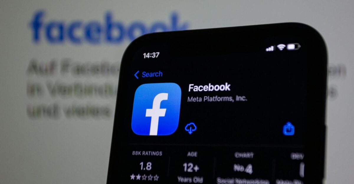 Close-up view of Facebook app on a modern smartphone emphasizing technology