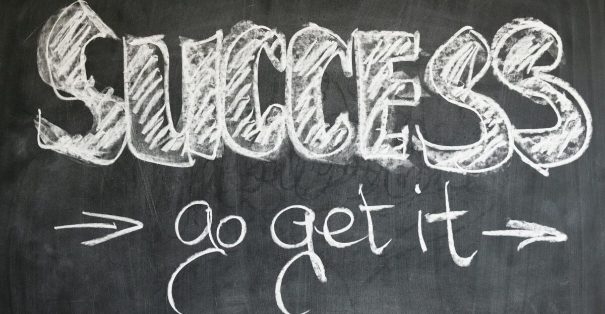 Motivational chalkboard with Success - go get it written in chalk