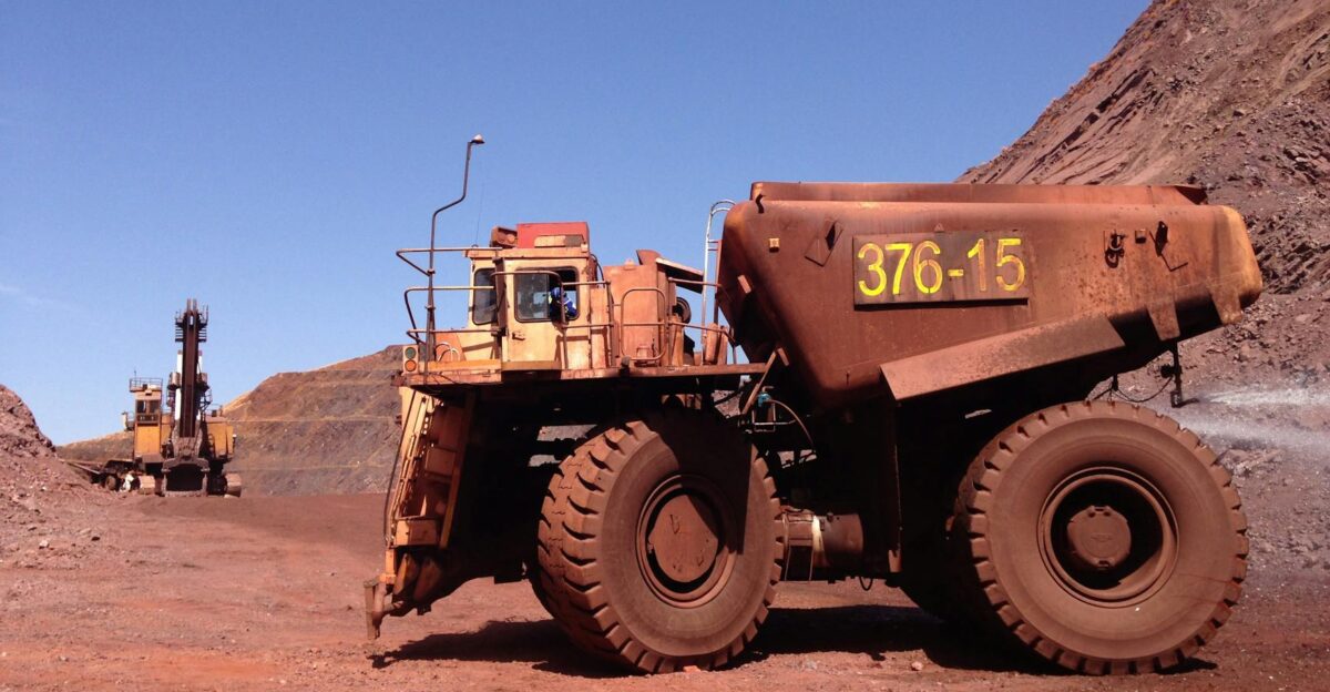 Large mining truck at a quarry in Thabazimbi South Africa under clear blue sky