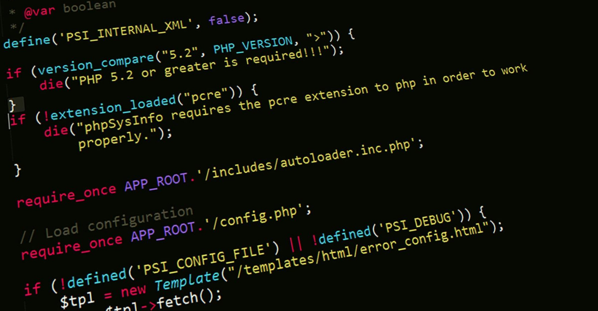 A close-up view of PHP code displayed on a computer screen, highlighting programming and development concepts.
