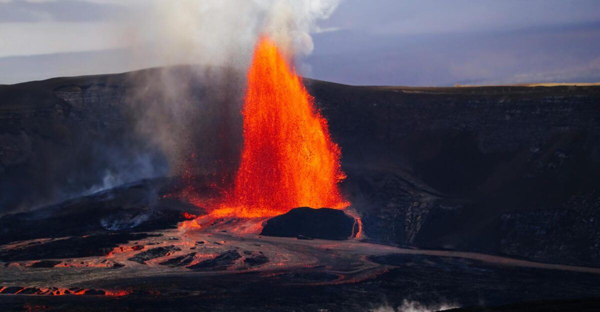 Spectacular lava fountain eruption at Kilauea Hawaii showcasing volcanic power