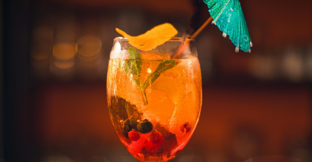 fruit with champaigne in a glass