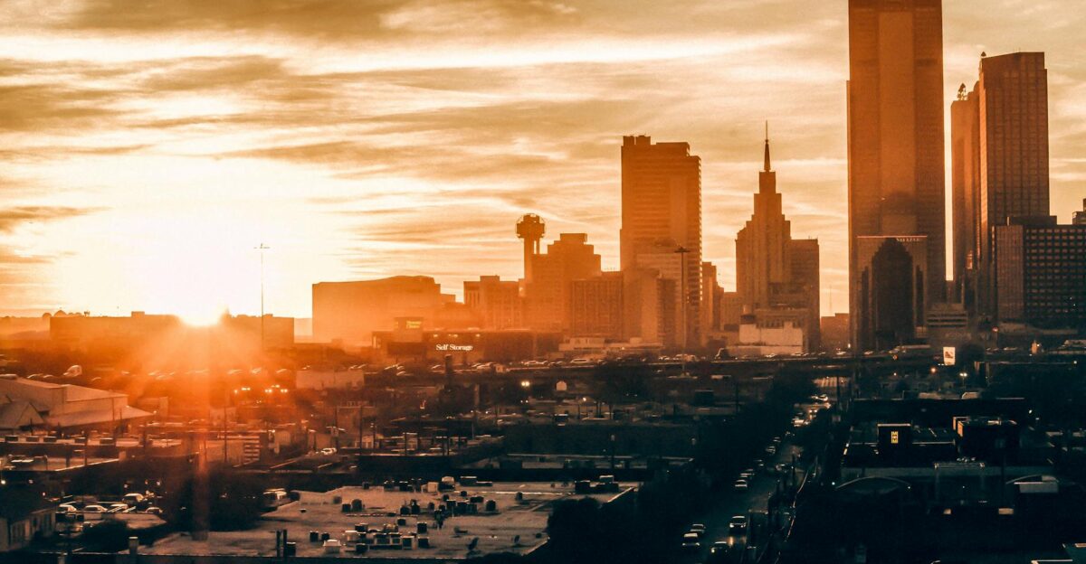 Stunning Dallas skyline at sunset showcasing vibrant colors and iconic architecture