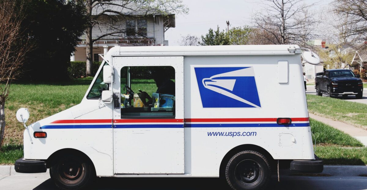 landscape photography of white box van