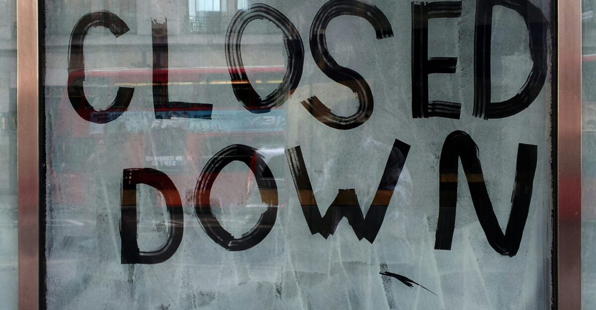 glass window with Closed down print