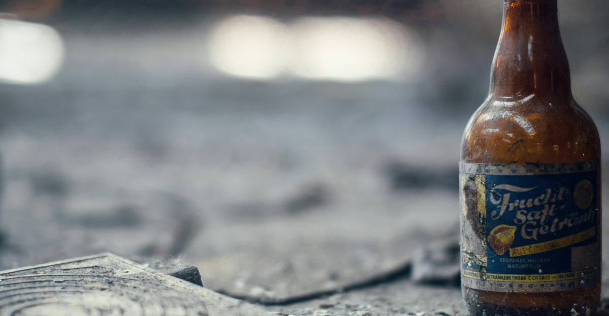 used brown glass beer bottle