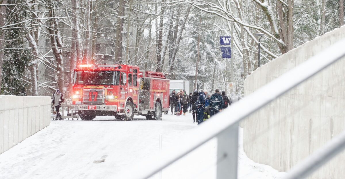 fire truck and people