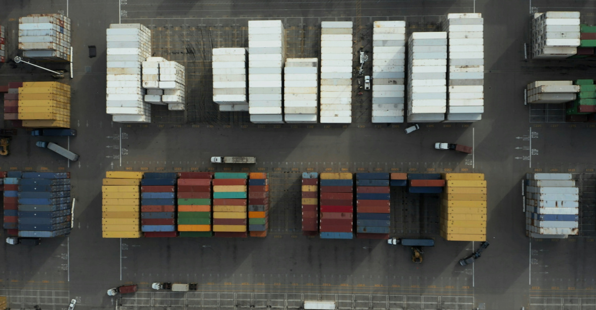 aerial photography of multicolored trailers