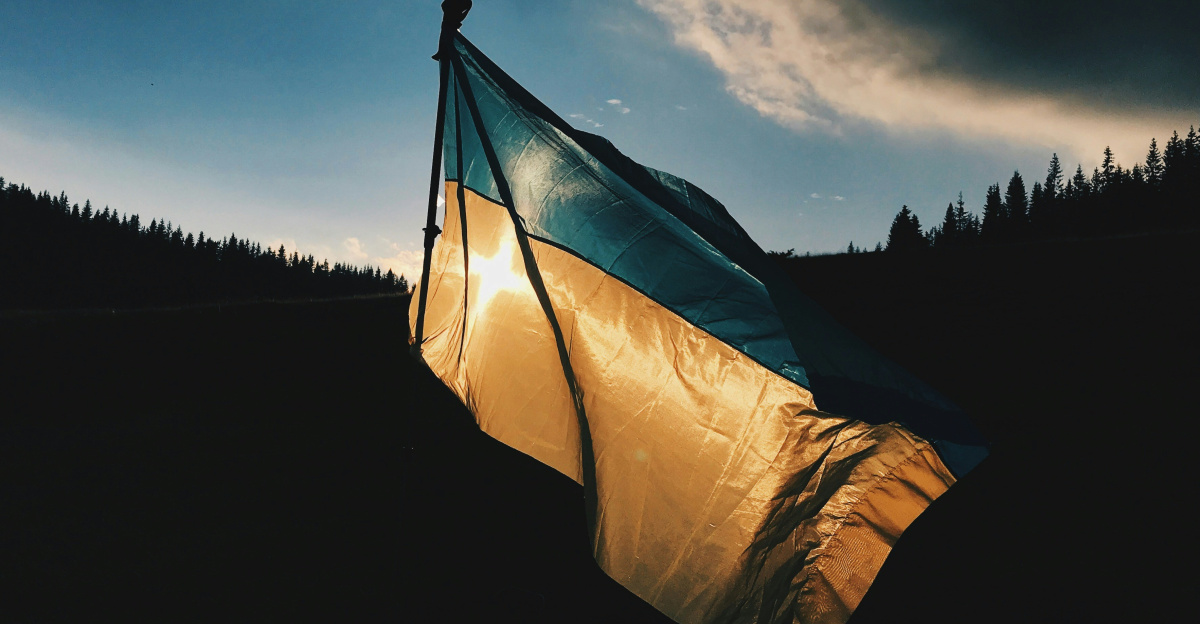 blue and yellow striped country flag