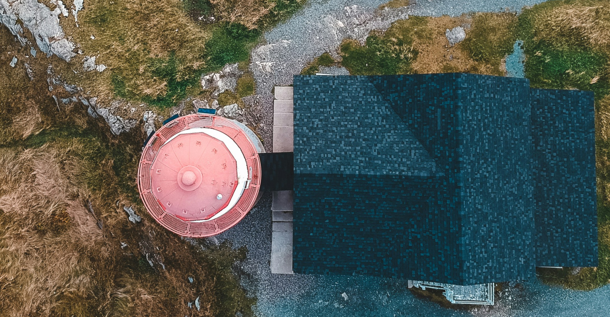 aerial view of concrete building