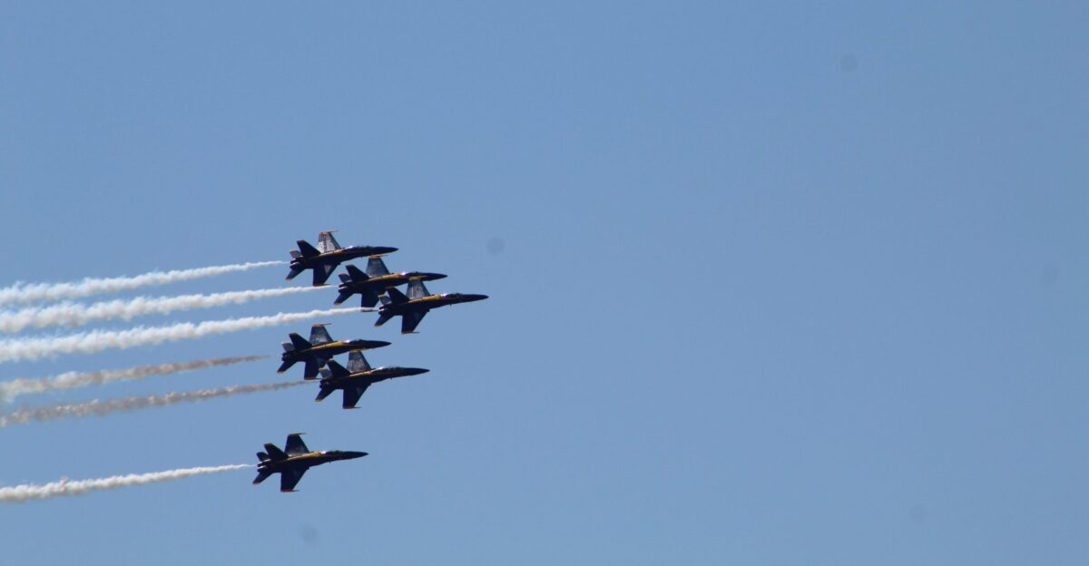 four fighter planes in the sky