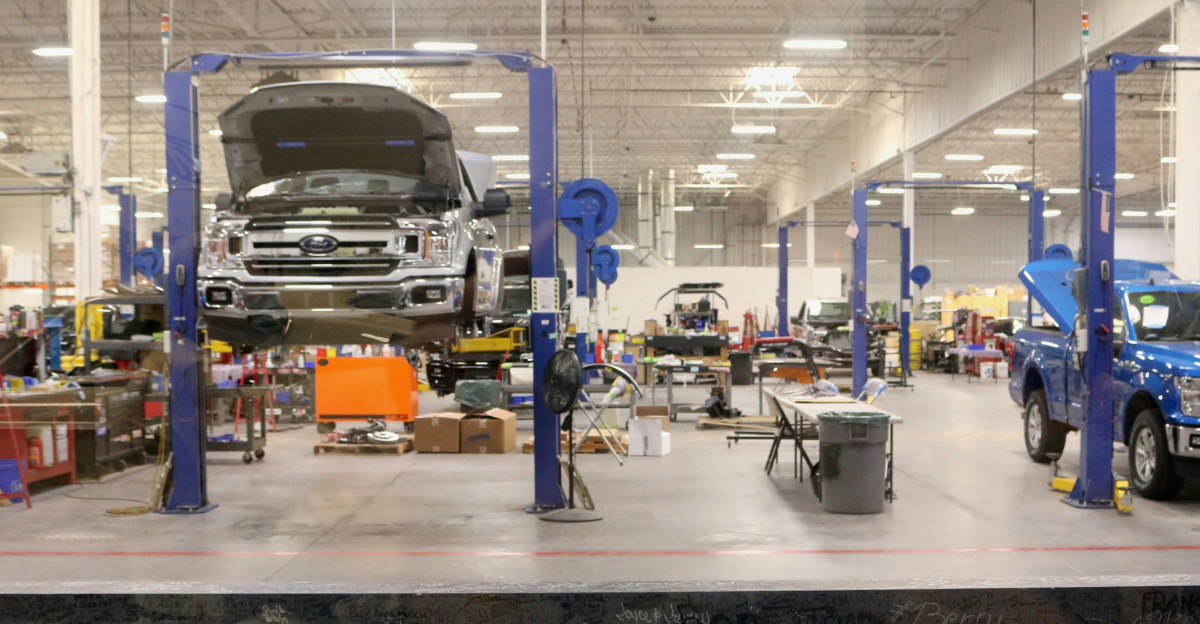 black car in a garage