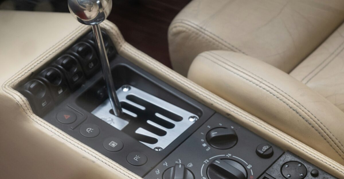 silver car gear shift lever