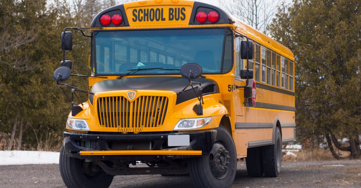 yellow school bus on road