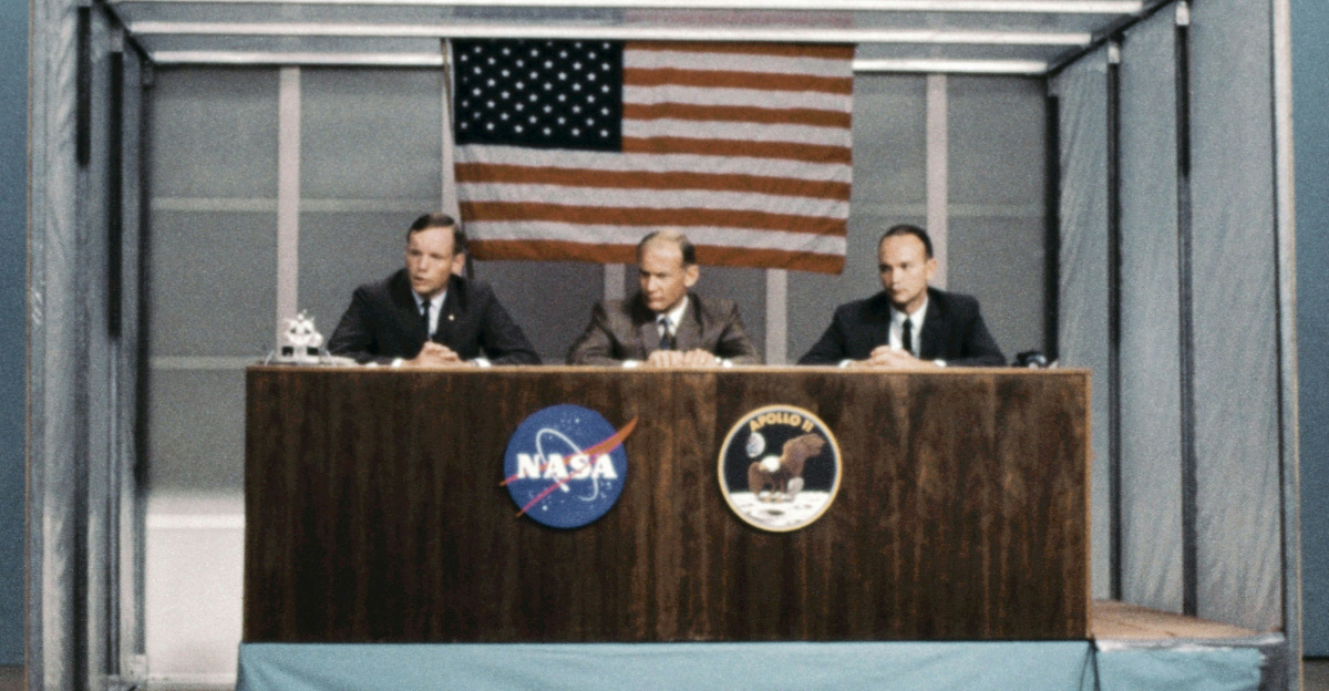 Apollo astronauts at a press conference