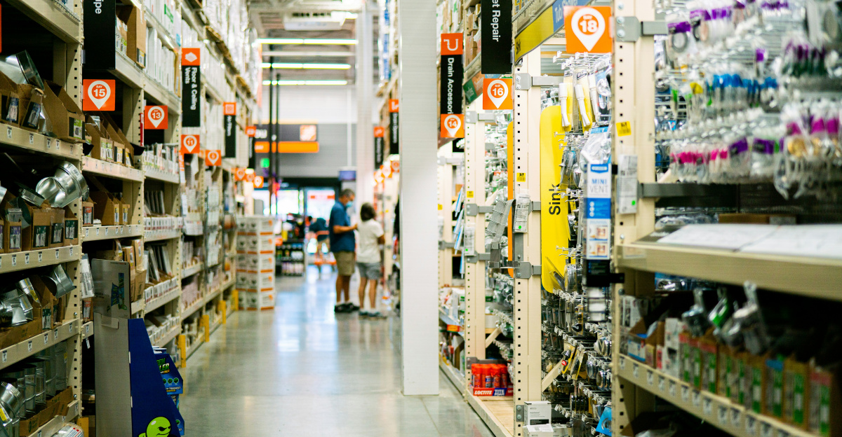 a store aisle filled with lots of items