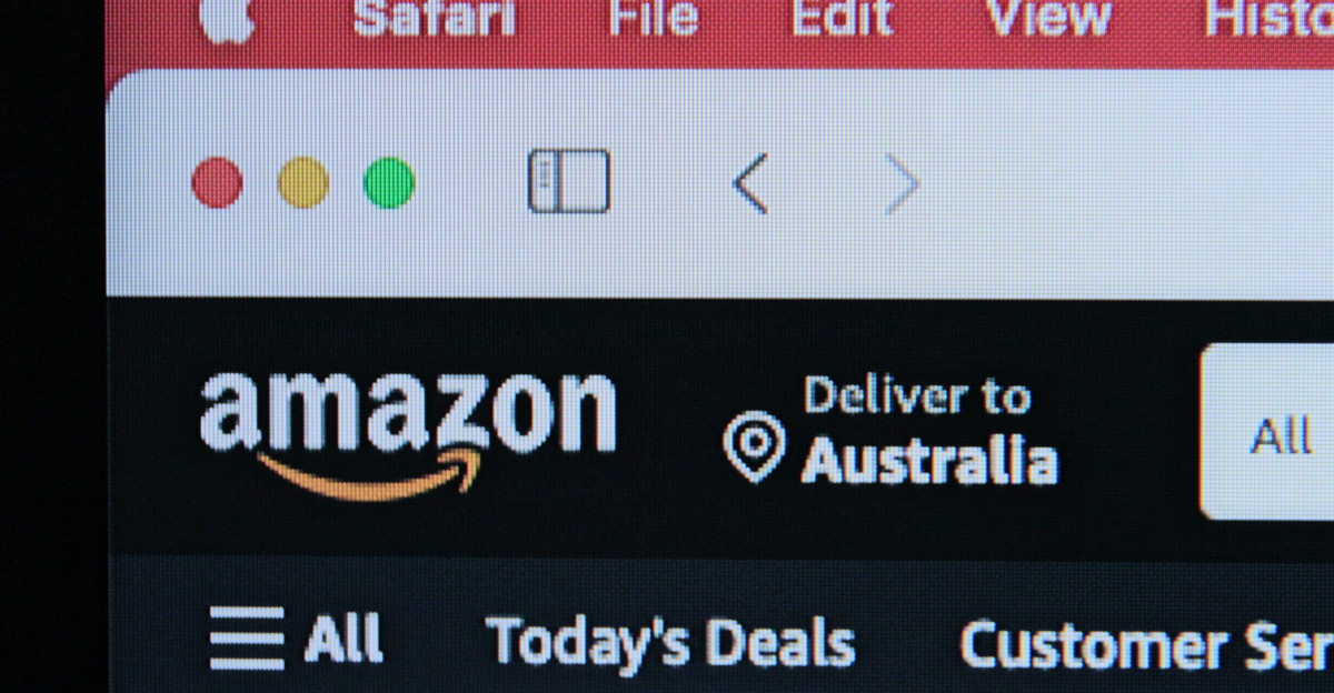 a computer screen with the amazon logo on it