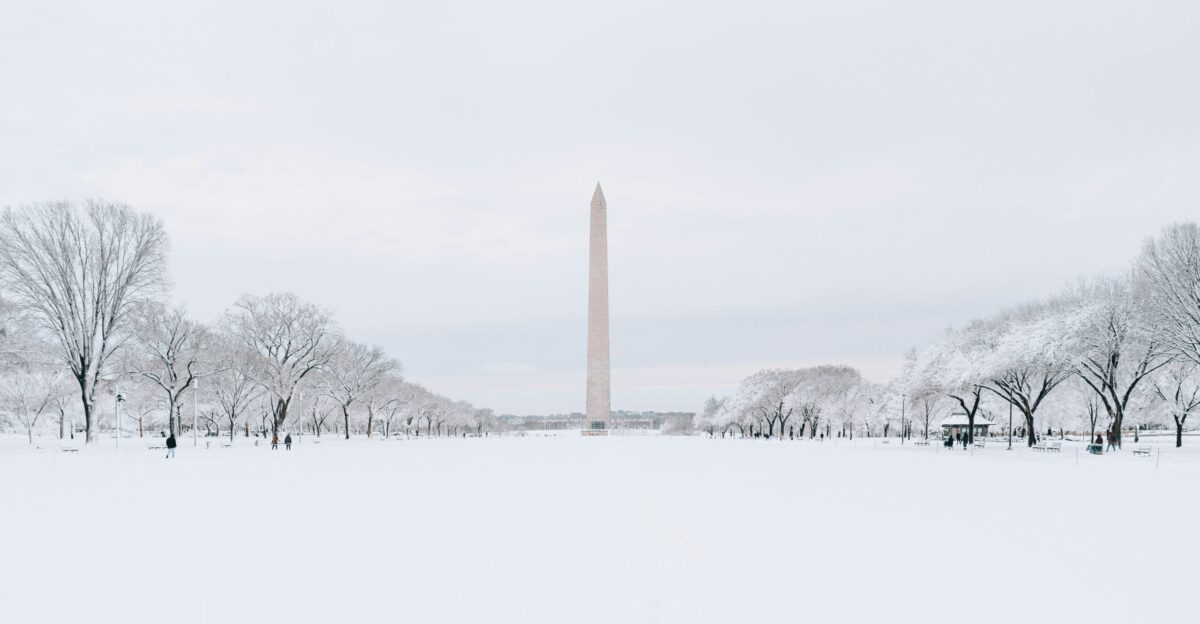 a snow covered field