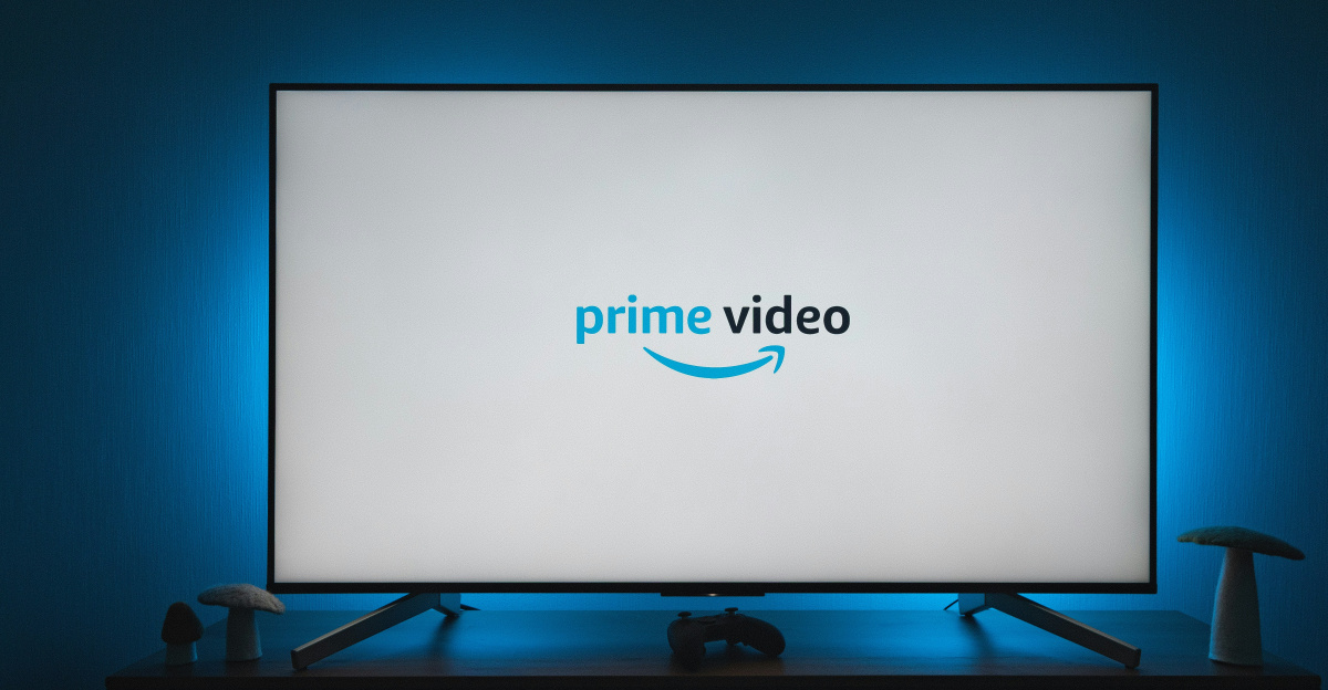 a television screen with the prime video logo on it